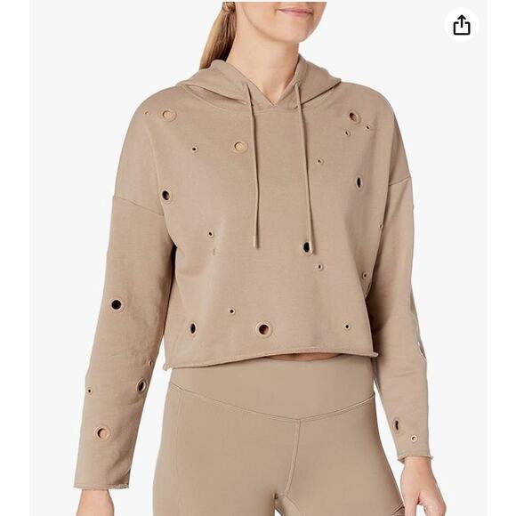 Alo Yoga Hoodie Women Medium Cadence Grommet Crop Pullover Sweatshirt Athleisure - Picture 1 of 11